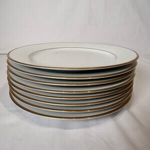 Contemporary Fine China Noritake Heritage 2982 Salad Plate Set of 8 White Gold